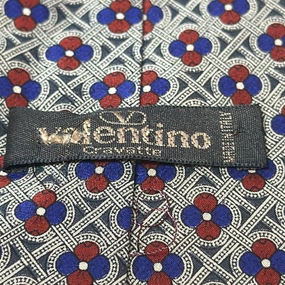 VALENTINO Cravatte Geometric Print  Silk Tie NeckTie Made in Italy - Picture 4 of 5